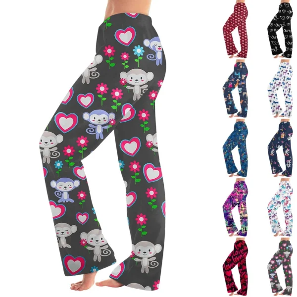 Women Winter Plaid Pants Full Length Long Trousers Sports Pants