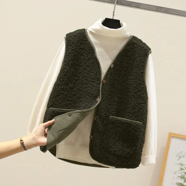 Women's Fashion Casual Loose Lamb Wool Female Short   Winter  Vest - Image 22