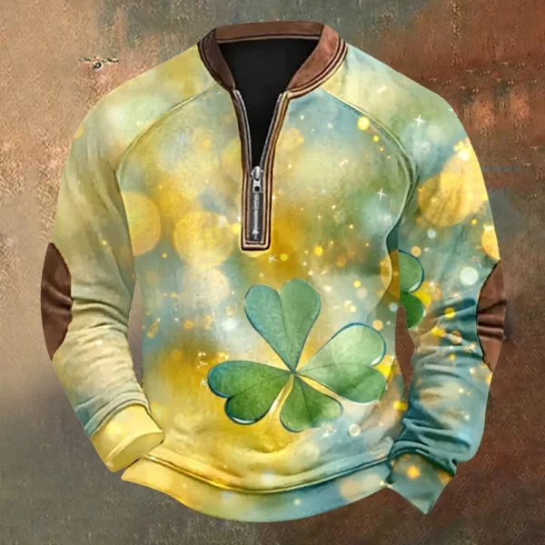 Men's St. Patrick's Day Vintage Casual Zip Sweatshirt Outdoor Casual Top - Image 40