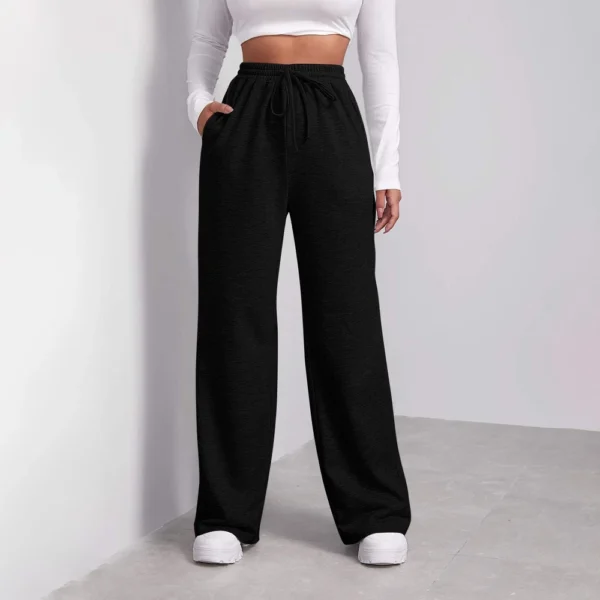 Women's Drawstring Track Pants Lined Pockets Ladies Wide Leg Sweatpants US - Image 7