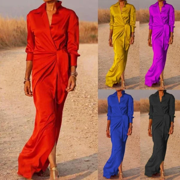 Women's high-waisted split-ended floor mopping long-sleeved clothes