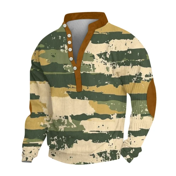 Men's Print Plush Warm Coat Fleece Sweater Casual Coat Pocket Sweater Winter - Image 4
