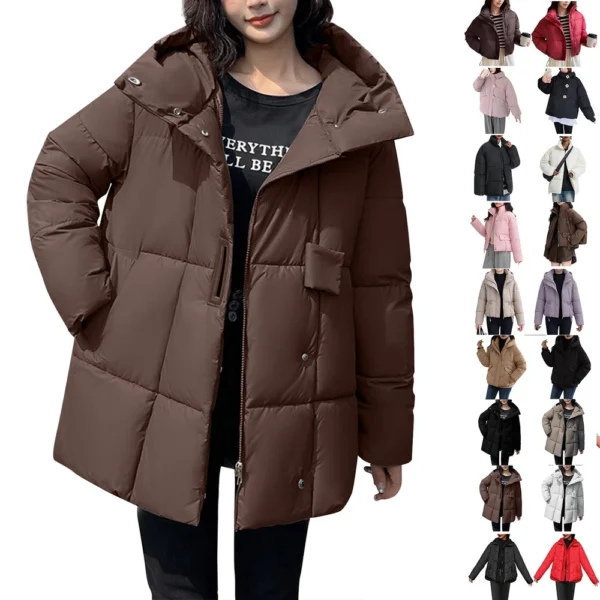 Women's Winter Coat Warm Jacket With Hooded Women Thicken Lightweight Coats - Image 9