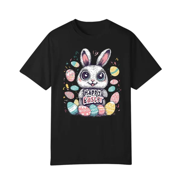 Happy Easter Women's Fashion Printed Round Neck Short Sleeve T-Shirt Pullover - Image 5