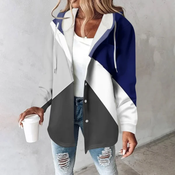 Hoodies For Women Winter Warm Sweatshirt Button Drawstring Hooded Print Jacket - Image 19