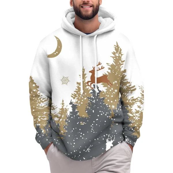 Men's Print Plush Warm Coat Fleece Sweater Casual Coat Pocket Sweater Winter - Image 23