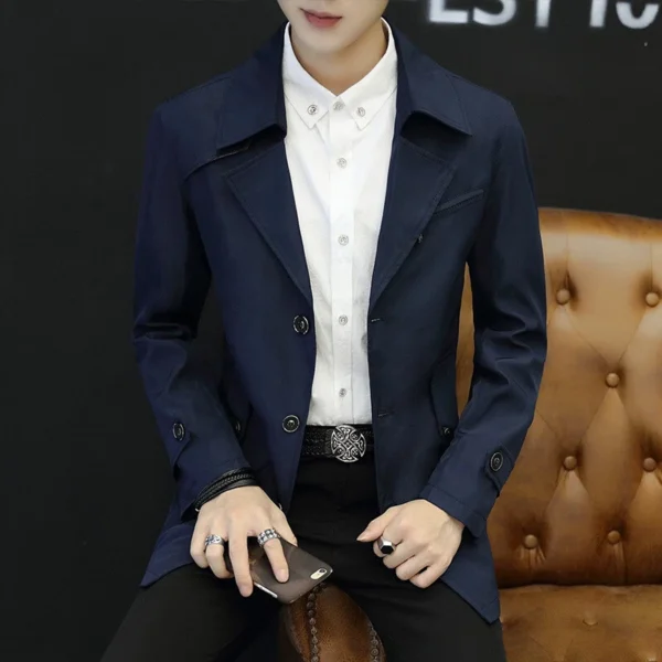 Slim-fit men's mid-length lapel jacket - Image 17
