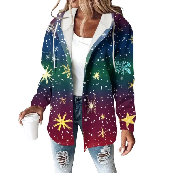 Women's Coat Casual And Fashionable Composite Thick And Warm Printed Hooded - Image 8