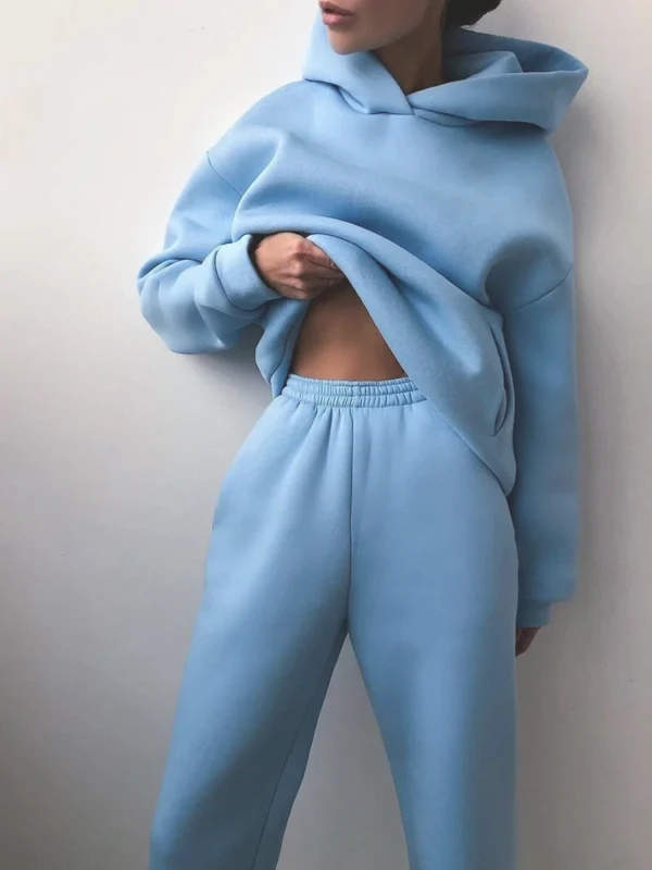 Women's casual long sleeve hoodie pant suit - Image 11