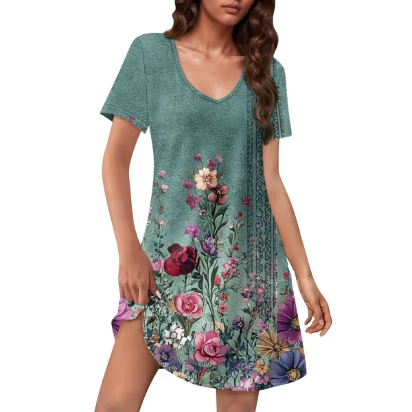 Women's Casual Sundress With Pockets Summer Boho Beach Dress Floral Blouses For - Image 8