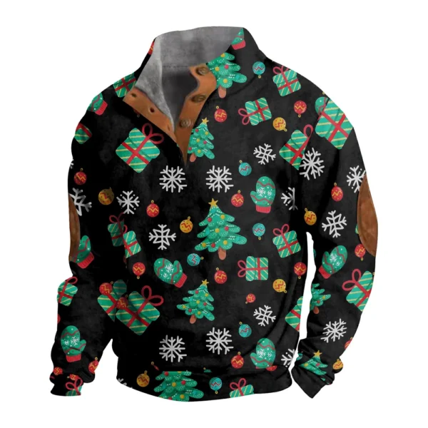 Men's Buttoned Sweatshirt With European And American Autumn/winter Printed Long - Image 8