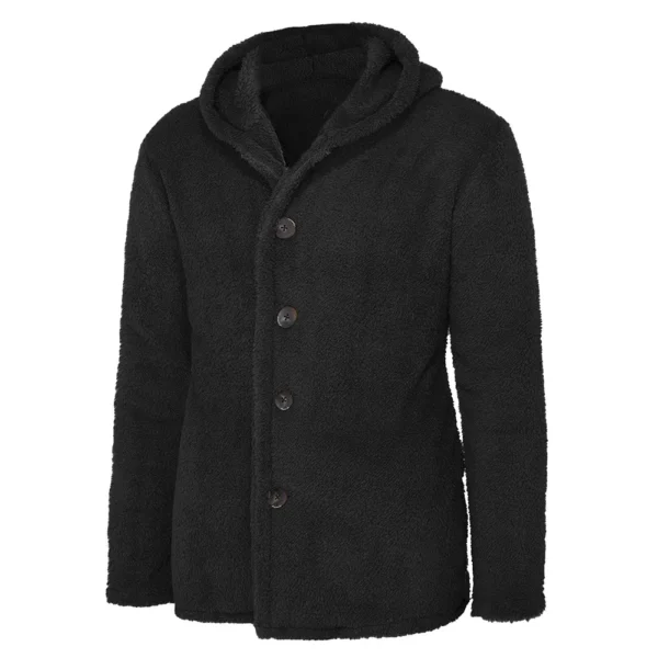 Fall And Winter Men's Solid Color Hooded Fleece Coat Fleece Fashion Trend - Image 10