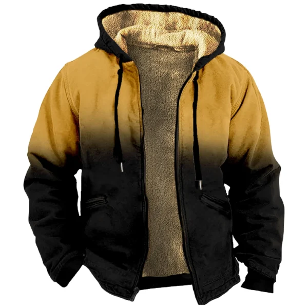 Men's Winter Print Jacket Men's Casual Trend Zipper Hooded Jacket - Image 13