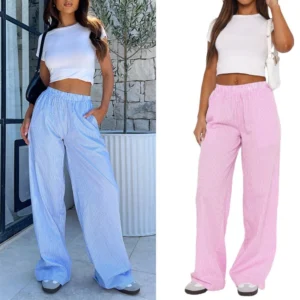 Women's Striped Wide Leg Pants Casual Pants