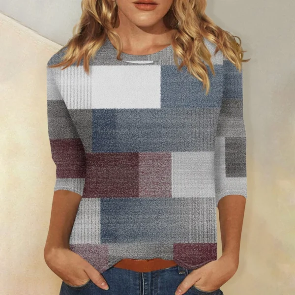 3/4 Sleeve Tops For Women T-Shirt Casual  Print Tops T Shirt Round Neck - Image 28