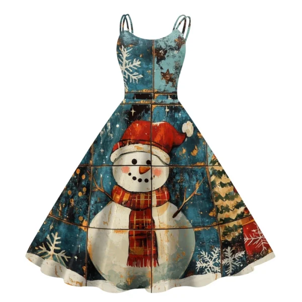 Women's Christmas Printed Punk Fashion Sexy Strapless Dress Gothic Cocktail - Image 47