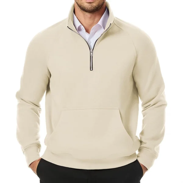 Sports Casual Hoodie Long Sleeve 1/4 Zip Coat For Men - Image 19