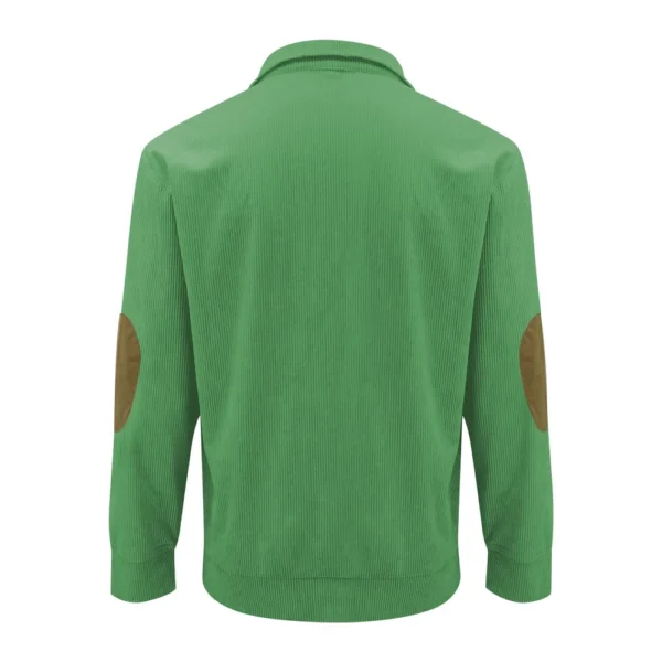 Knit Printed 3 Button - Corduroy Men's Standing Collar Pocket Sweatshirt - Image 12