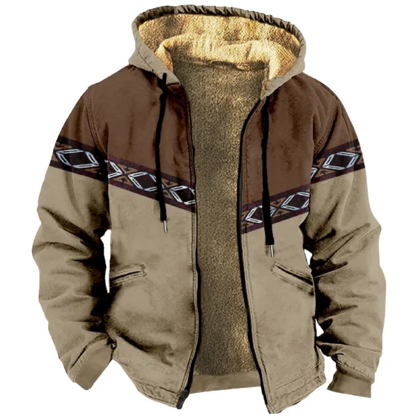 Men's Winter Print Jacket Men's Casual Trend Zipper Hooded Jacket - Image 26