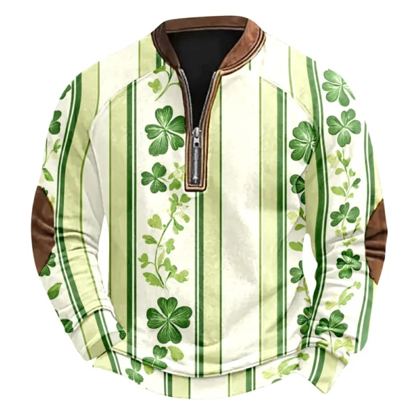 Men's St. Patrick's Day Vintage Casual Zip Sweatshirt Outdoor Casual Top - Image 2