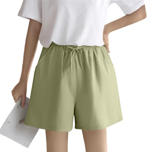 Women's Solid Color Linen Cotton Hemp Casual Sports Casual Shorts Pants. - Image 6