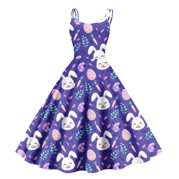Women's  Casual Fashion Flower Print Sexy Off Shoulder Punk Retro Skirt - Image 29