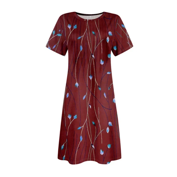 Women's Summer Dress Loose Beach Vacation Casual Round Neck Short Sleeve - Image 11