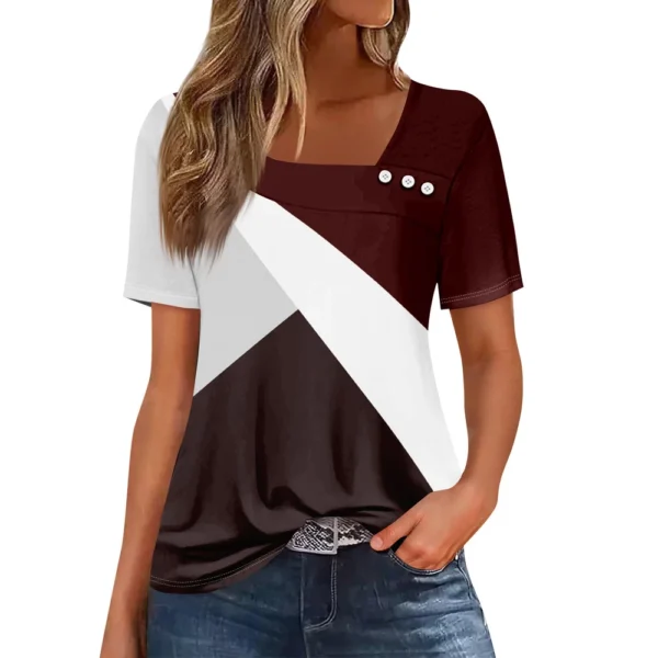 Women's Short Sleeved Loose Daily Casual Round Neck Fashion Printed T-Shirt - Image 29