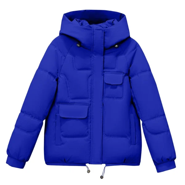 Women's Casual Warm Versatile Large Collar Solid Color Thickened Cotton Coat - Image 10