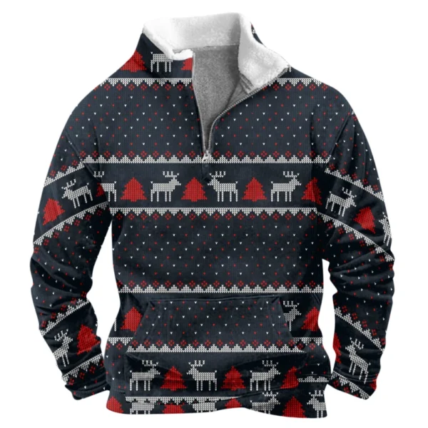 Men's  Loose Casual Fashion Stand Collar Half-Zip Hoodless Sweatshirt - Image 26