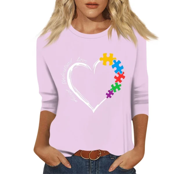 Women's Basic Printed Fashion Casual Easter Plus Size Tops 3/4 Sleeve Pullover - Image 23
