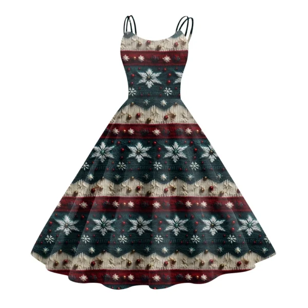 Women's Fashion Christmas Printed Sexy Strapless Gothic Cocktail Dress Punk, - Image 9