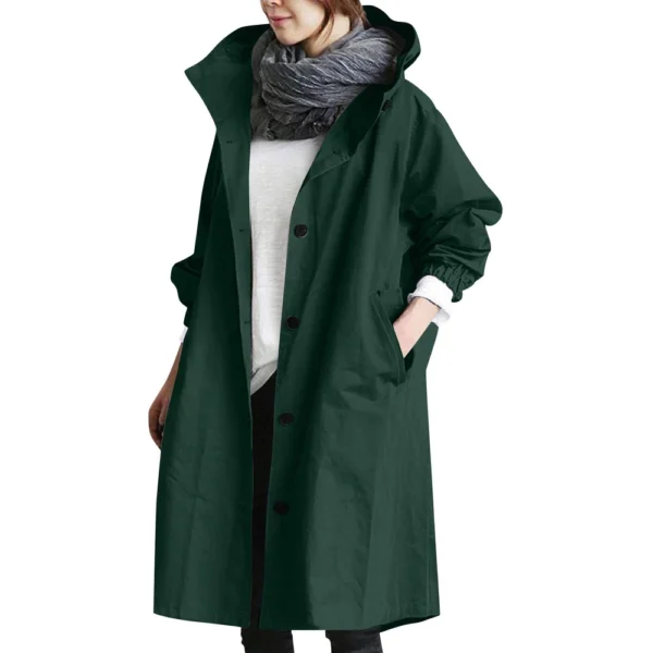 Jacket For Women Casual Plus Size Coat Solid Color Mid Length Windbreaker - Image 26