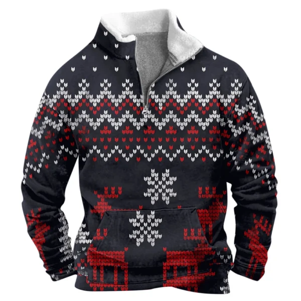 Men's  Loose Casual Fashion Stand Collar Half-Zip Hoodless Sweatshirt - Image 17