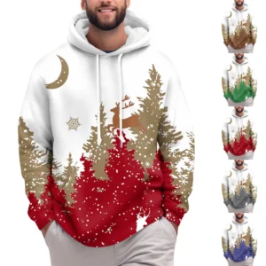 Men's Print Plush Warm Coat Fleece Sweater Casual Coat Pocket Sweater Winter