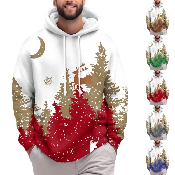 Men's Print Plush Warm Coat Fleece Sweater Casual Coat Pocket Sweater Winter