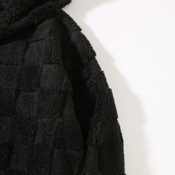 Plaid Loose Winter Plush Hoodie Casual Plus-size Coat For Men - Image 7