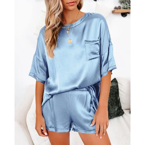 Set Solid Color Short Sleeve Short T-Shirt Pants Loose Casual Set - Image 27
