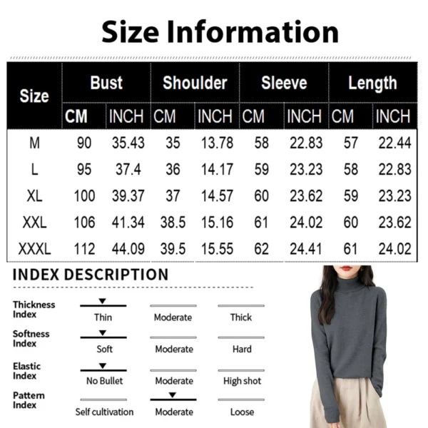 Women's Fashion Turtleneck Pullover Long Sleeve Loose Bottom Knit Sweater - Image 45