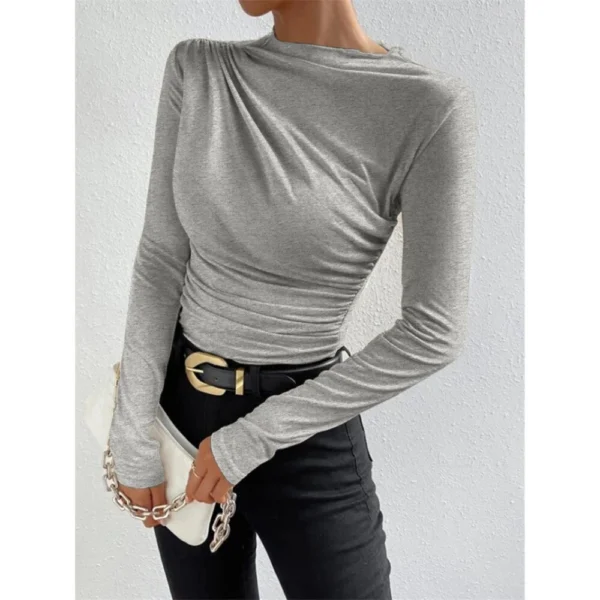 Women's Solid Color Slim Long Sleeve T-Shirt Women - Image 9
