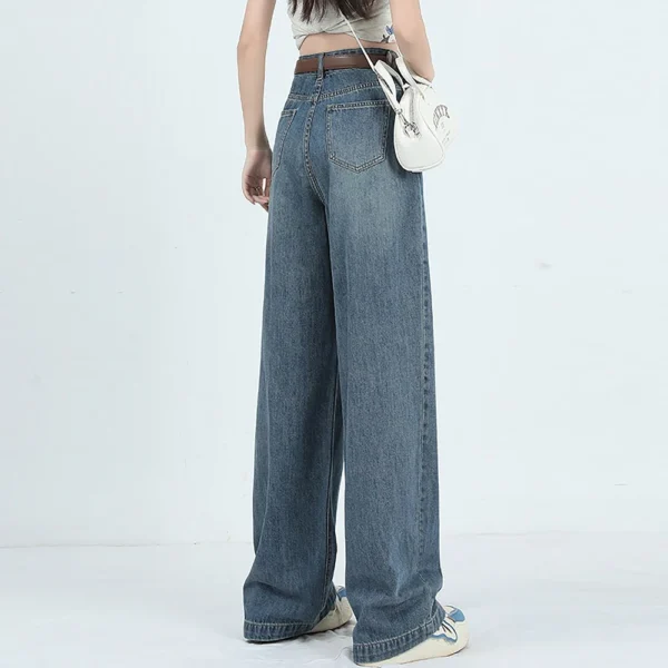 Ladies Fashion Retro Personality Wash Old High-Waisted Retro Loose Straight Leg - Image 6