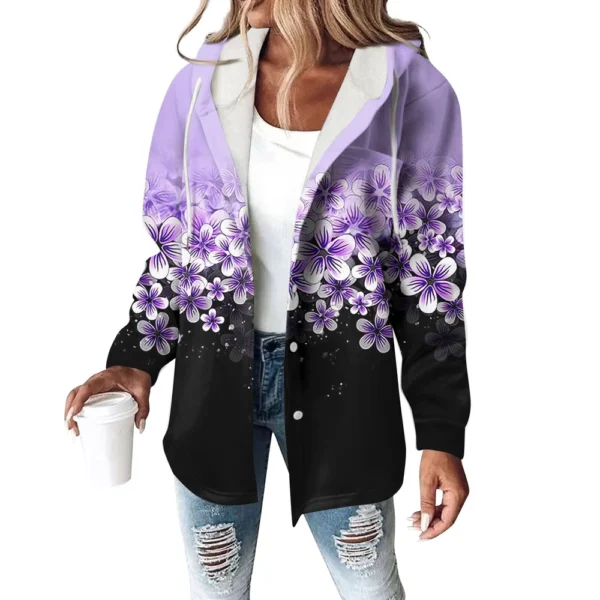 Women's Coat Casual And Fashionable Composite Thick And Warm Printed Hooded - Image 29