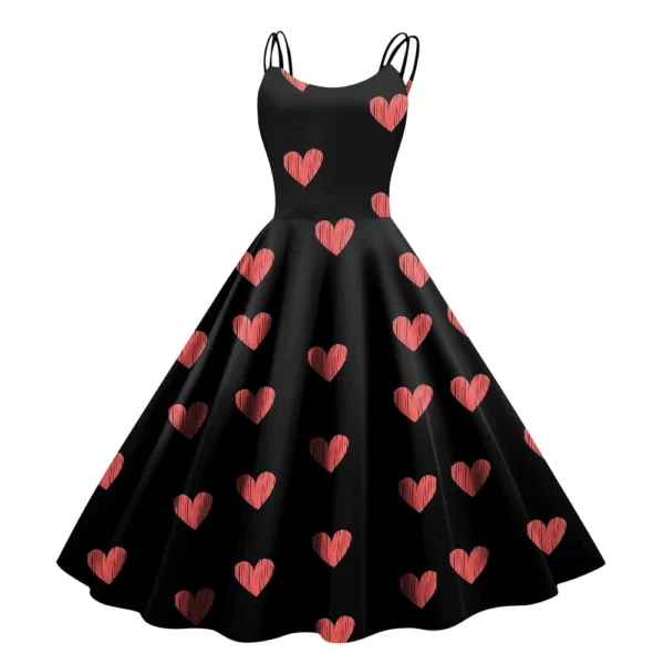 Christmas Ladies Casual Fashion Flower Print Sexy Off Shoulder Punk Retro Skirt - Image 13