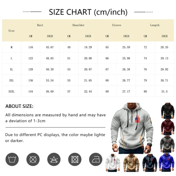 Men's Printed Sweatshirt Hoodie Zipper Arm Pocket Cardigan Men's Sports Large - Image 24