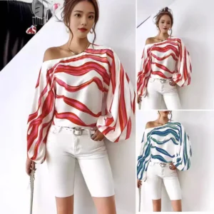 Women's Off-Shoulder Printed Loose Women's Shirt