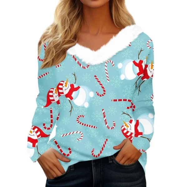 Long Sleeve Shirts For Women Cute Tops Christmas Prints Tees  Blouses Casual - Image 23