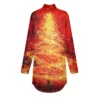 Women's Casual Pullover High Neck Christmas Long Sleeve Printed Fashion T-Shirt - Image 11