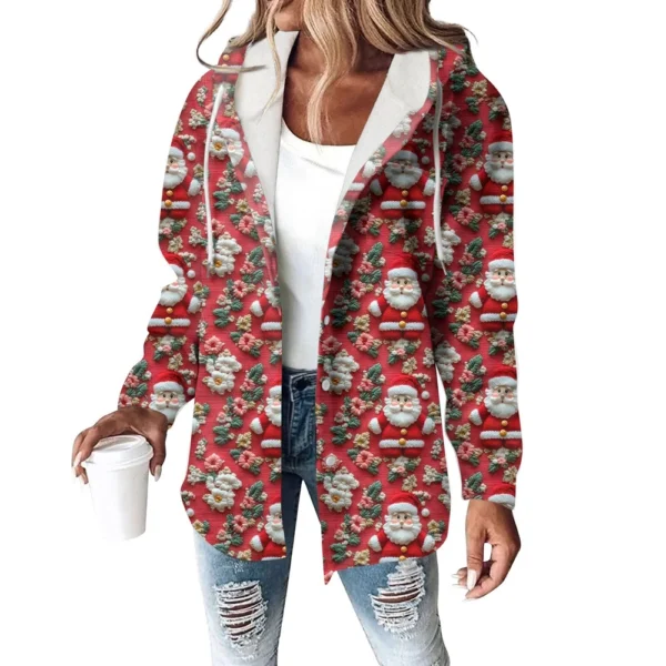 Women's Coat Casual And Fashionable Composite Thick And Warm Printed Hooded - Image 2