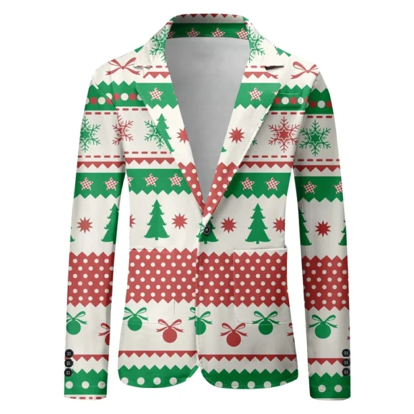 Unisex Winter Christmas Prints Suit Jackets Unisex Casual Fashion Button Jackets - Image 5