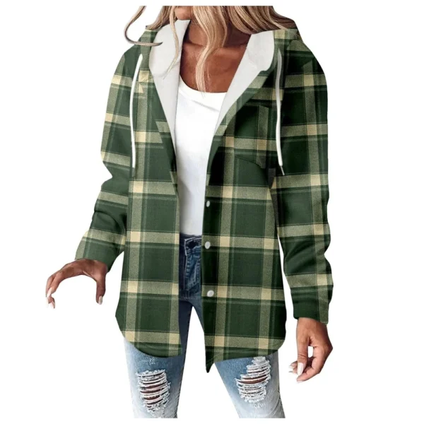 Fleece Hoodies For Women Warm Print Sweatshirt Button Lined Drawstring Hooded - Image 20